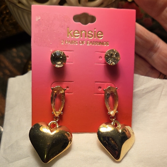 Kensie Jewelry - Kensie Gold Heart and Stud Earrings Set